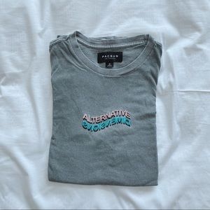 PacSun Graphic Tee Grey Pink and Blue Quote